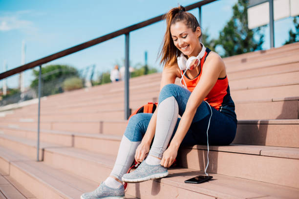 istock Woman preparing for a run and smiling 1153471318