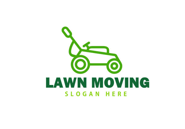 lawnmower icon lawnmower logo, lawn moving and lawn care service logo , cutting grass company logo vector mower blade stock illustrations