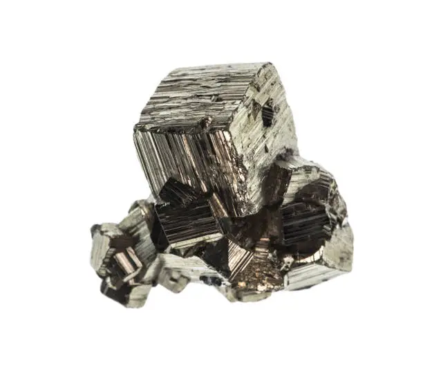 natural mineral pyrite with metallic luster