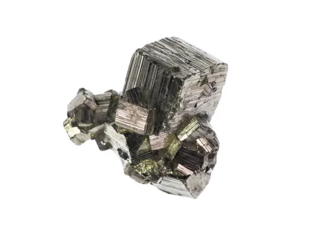 natural mineral pyrite with metallic luster