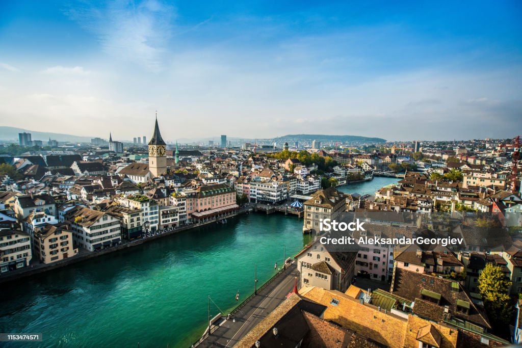 Beautiful Aerial View Of Zurich, Switzerland Switzerland Stock Photo