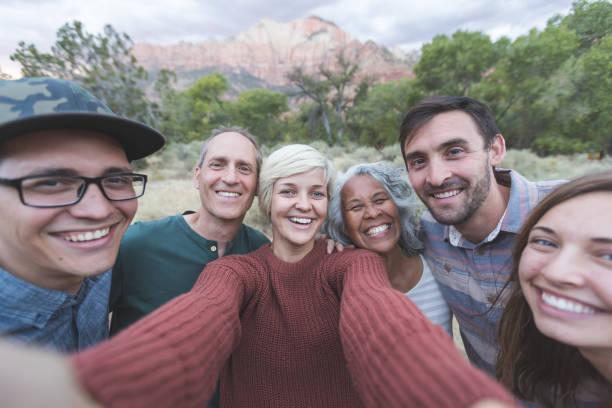 istock Multigenerational group in the desert taking a selfie 1153475854