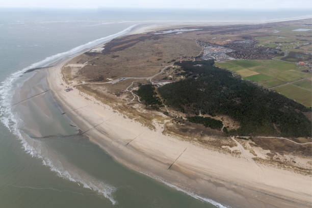 istock Aerial view Dutch island Ameland with beach and lighthouse 1153479077