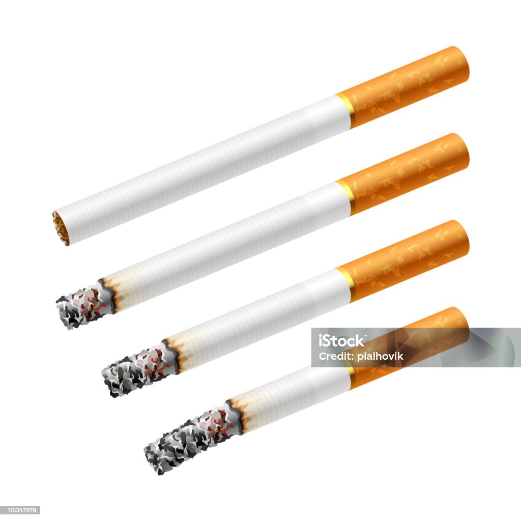 Different stages of smoking a cigarette Vector illustration of different stages of smoking a cigarette Addiction stock vector