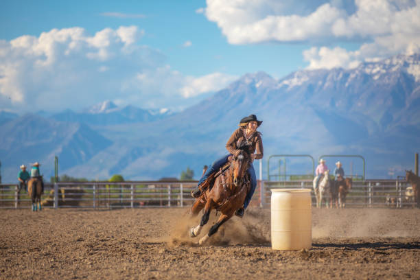 istock Cowgirl barrel racing rodeo 1153481283