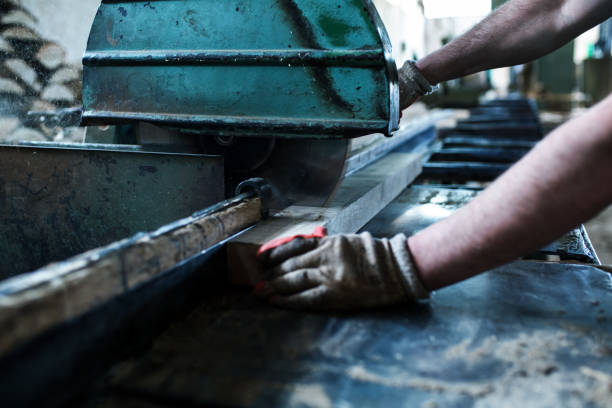 istock Process of machining logs in sawmill machine 1153481295