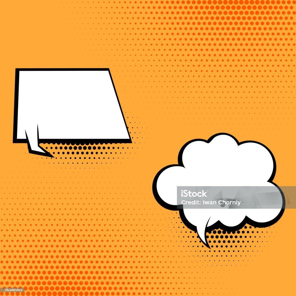 Message Signs Of Different Shapes In Comic Style On An Orange ...