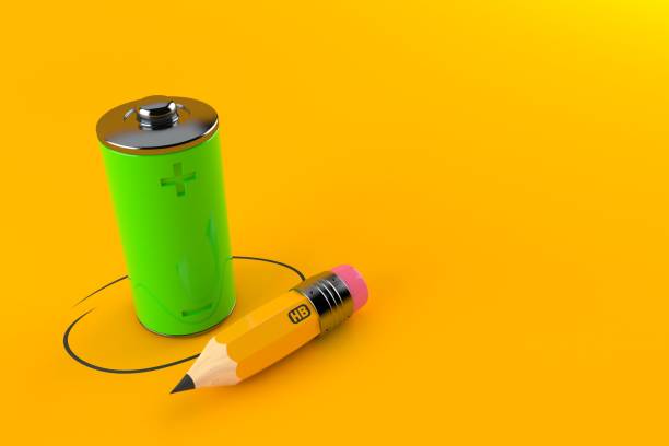 istock Green battery with pencil 1153486701