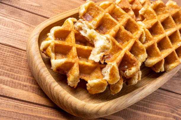 istock waffle on a plate on the wooden table 1153488194