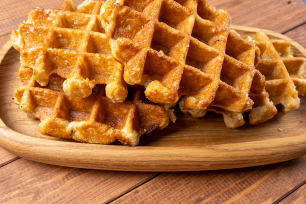 istock waffle on a plate on the wooden table 1153488202