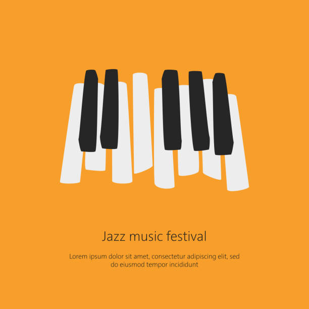 ilustraciones, imágenes clip art, dibujos animados e iconos de stock de plantilla de cartel de festival de música con teclas de piano. - key black business backgrounds