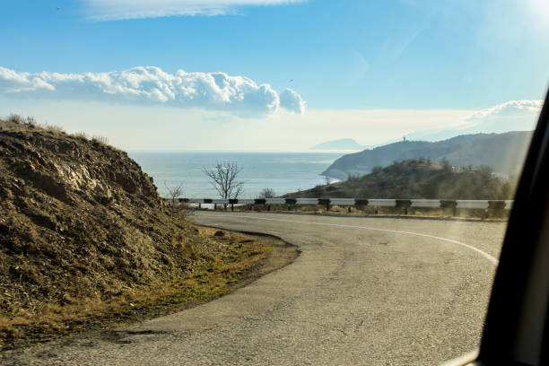 Crimean views from the car window at the junction of winter and spring.