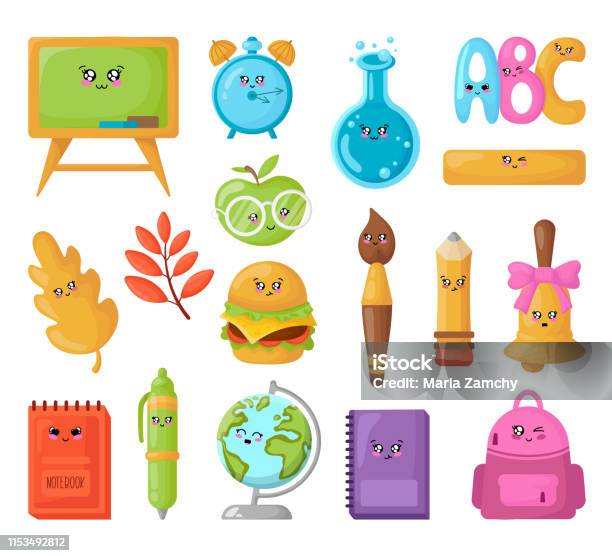 Back To School Kawaii Stock Illustration - Download Image Now - Back to School, Characters, Clip Art