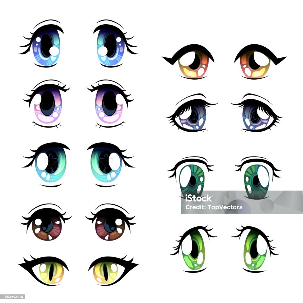 Vetores de Olhos Brilhantes Bonitos De Cores Diferentes Ajustadas Olhos Bonitos Com Reflexões Claras Ilustração Do Vetor Do Estilo Japonês De Manga e mais imagens de Estilo Mangá - iStock Vetores de Olhos Brilhantes Bonitos De Cores Diferentes Ajustadas Olhos Bonitos Com Reflexões Claras Ilustração Do Vetor Do Estilo Japonês De Manga e mais imagens de Estilo Mangá - iStock
