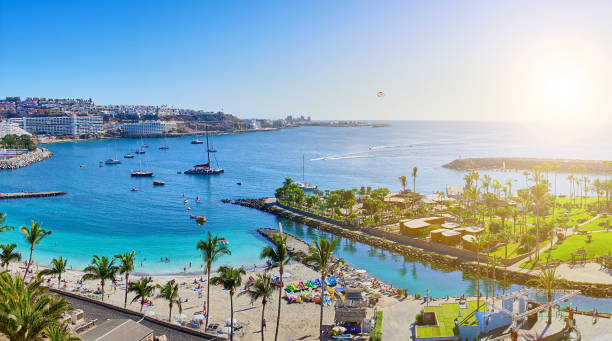 Beach "Anfi del Mar" on Gran Canaria In month of December grand canary stock pictures, royalty-free photos & images