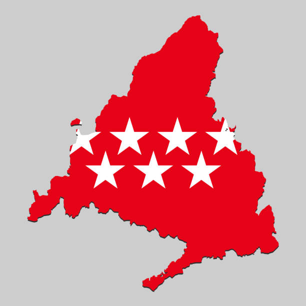 ÐÑновнÑе RGB Map of Community Madrid is a state Spain with flag. Vector Illustration the flag of the madrid spain stock illustrations