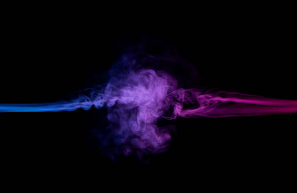 la résistance de la fumée bleue et rouge en mouvement - Photo