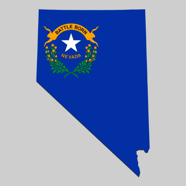 illustrations, cliparts, dessins animés et icônes de carte avec drapeau national. illustration vectorielle - nevada