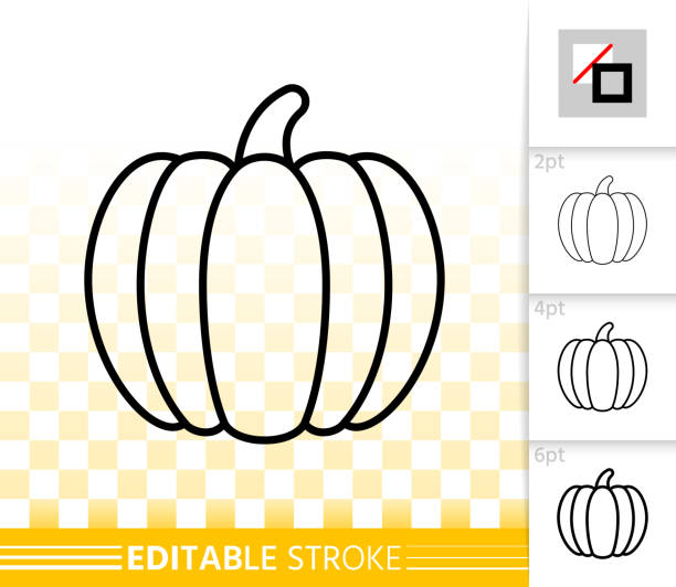 Pumpkin simple editable stroke vector icon set vector art illustration