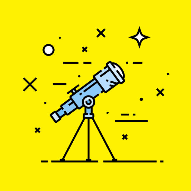 ikona linii astronomii teleskopu - hand held telescope nobody backgrounds surveillance stock illustrations