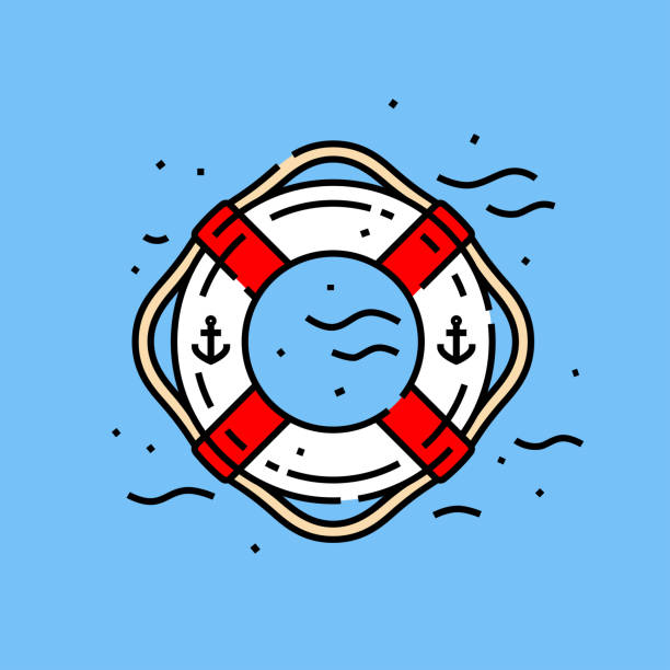 икона кольца lifebuoy - inflatable floating on water life belt equipment stock illustrations