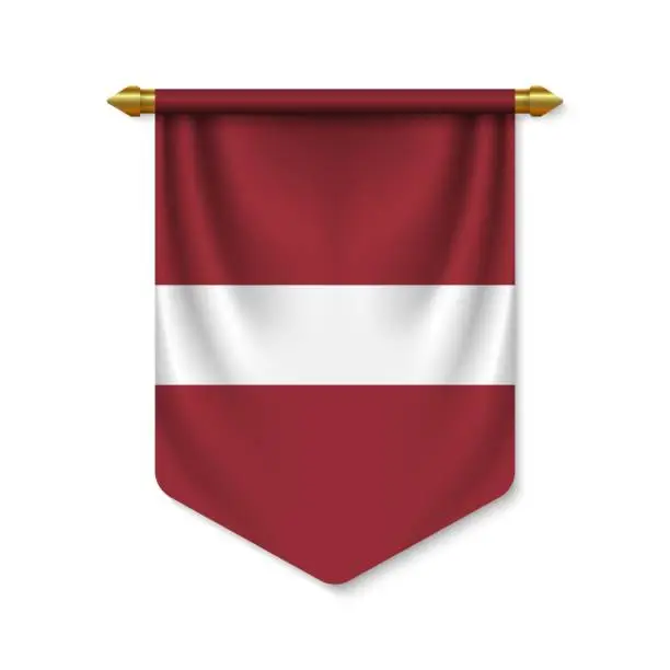 Vector illustration of 3d realistic pennant with flag