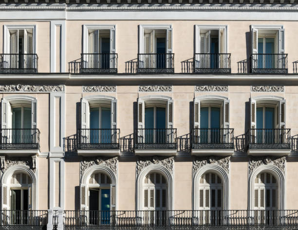 Traditional windows and balconies in Madrid.