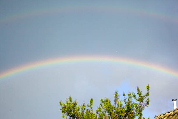 istock rainbow in the dark sky after the rain 1153516165