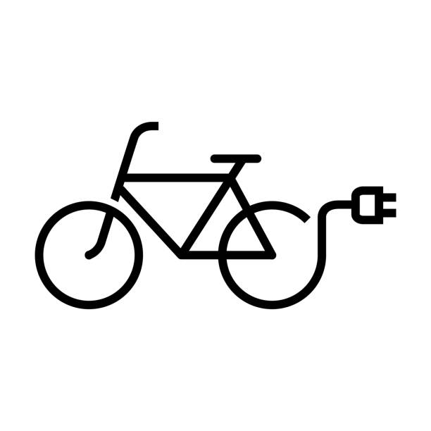 illustrazioni stock, clip art, cartoni animati e icone di tendenza di icona della bicicletta elettrica - bicicletta elettrica