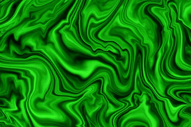 Photo of Marble Green Black Neon Wave Background Abstract Swirl Pattern Marbled Ebru Effect Texture Ombre Shiny Gradient