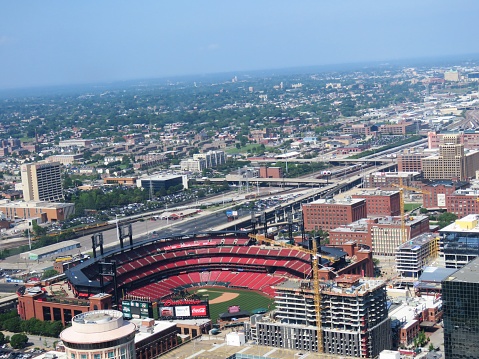 St. Louis, Missouri, USA—May 26, 2019: St. Louis, the Gateway to the West located on the Mississippi River, is rich in history. Locals and tourists will find an abundance of museums, a zoo, music and art venues, shopping, restaurants.