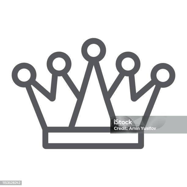 Crown Line Icon Royalty And Leader Royal Sign Vector Graphics A Linear Pattern On A White Background Stock Illustration - Download Image Now