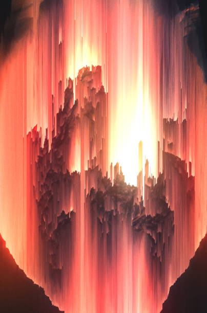 istock Surreal Fiery Background. Artistic Poster. Pixel Sorting Technique 1153528682