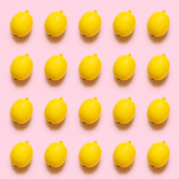 istock Lemon pattern on pastel pink background. Minimal summer concept Flat lay. 1153530300
