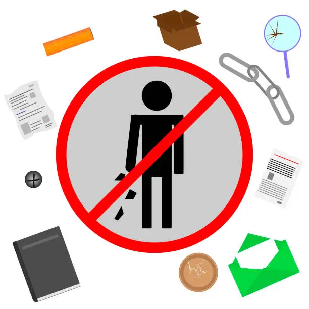 Vector illustration of Do not throw trash.