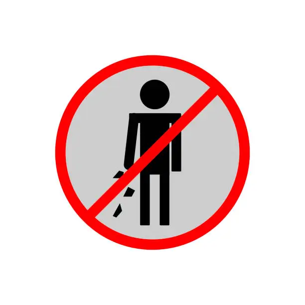 Vector illustration of Prohibited throwing garbage.