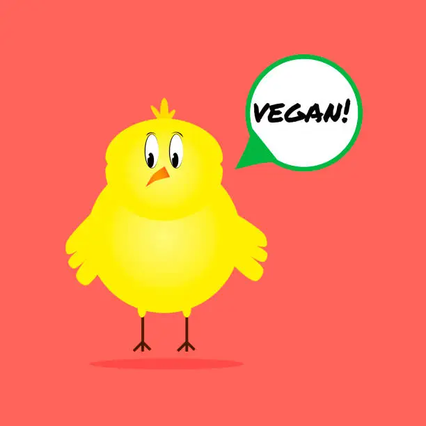 Vector illustration of Chick supporting veganism.