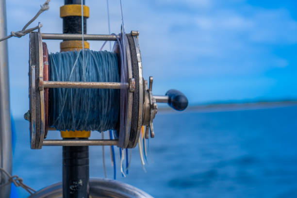 sfondo bobina di pesca d'altura - pesca daltura foto e immagini stock