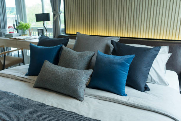 istock Blue and gray cushion in master bedroom 1153539676
