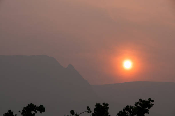 Glacier National Park - Sunset viewed through smoke from forest fires