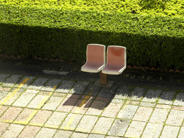 Double chair in the park, beautiful sunset