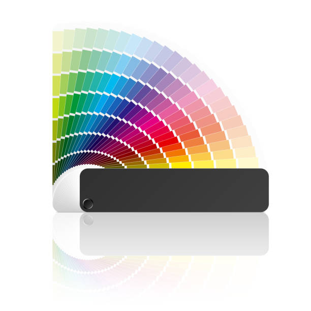 istock Paint swatch color guide with every color of the rainbow 115356126