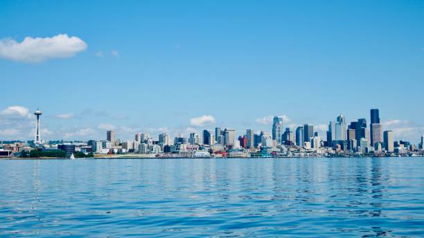 istock The Seattle skyline under blue sky 1153561651