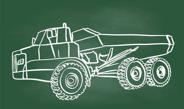 Vector illustration of Earth Mover Chalk Drawing