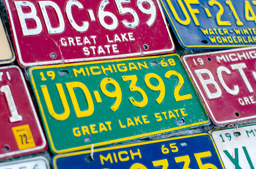 Kyiv, Ukraine - May 11, 2019: Vehicle registration plate of the united states of america.