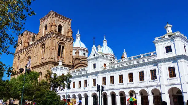 New Cathedral or Cathedral de la Inmaculada Concepcion de Cuenca in center of Cuenca, UNESCO World heritage site, Ecuador