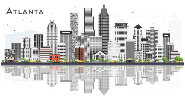 Atlanta Georgia Usa City Skyline Avec Des Bâtiments Gris Disolement Sur  Fond Blanc Vecteurs libres de droits et plus d'images vectorielles de  Atlanta - iStock