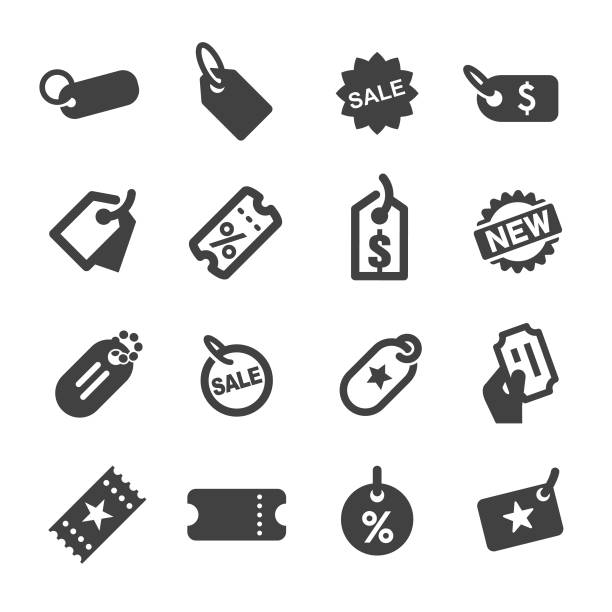 Tag Icons - Acme Series Day, Ticket, movie ticket illustrations stock illustrations