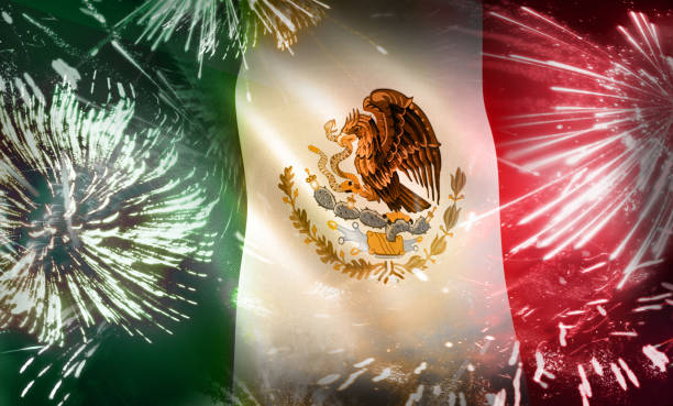 Mexico Flag Fireworks Colorful Celebration Display