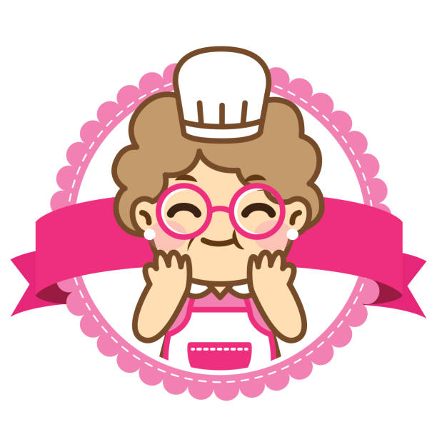 ilustraciones, imágenes clip art, dibujos animados e iconos de stock de la abuela está cocinando. lindo estilo. conjunto de diseño vectorial. -vector - grandmother